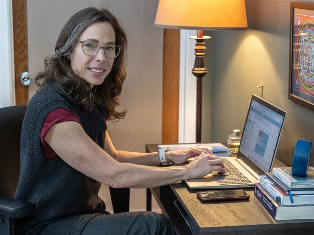 Karyn Dowdall at desk